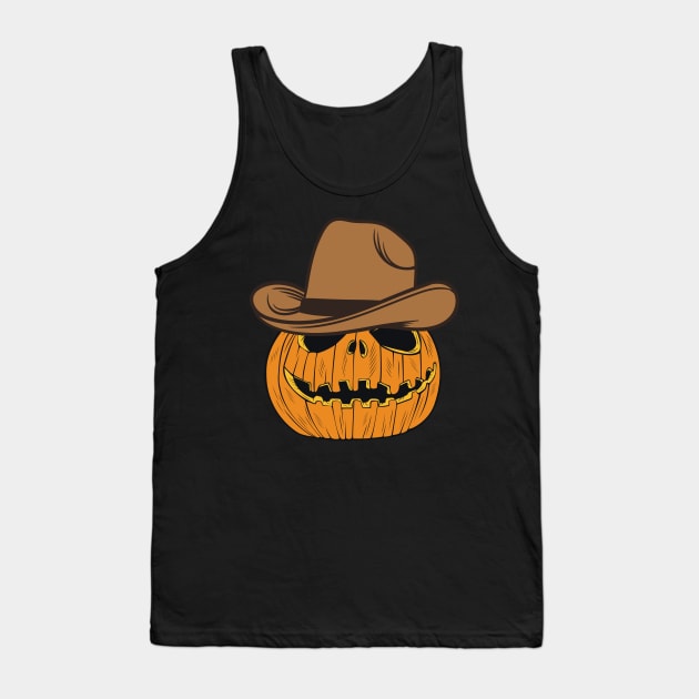 Halloween Cowboy Jack O Lantern Tank Top by epiclovedesigns